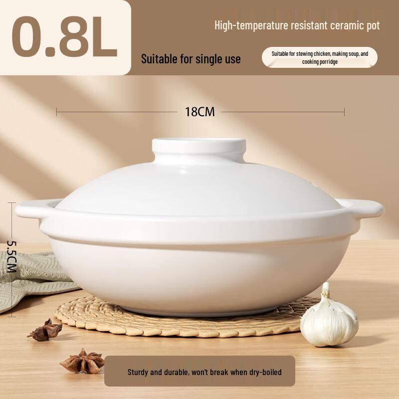 WUHE 0.8L Ceramic Casserole Pot for Gas Stoves