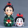 Cartoon Anime Toys and Figurines of Tanjirou, Zenitsu and Inosuke From 'Demon Slayer  As Decorative Desktop Ornaments