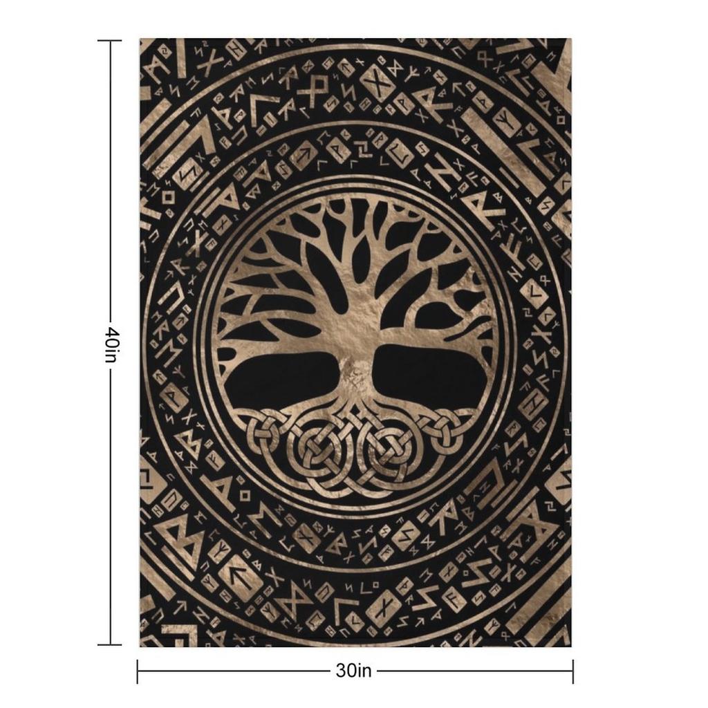 Tree of Life -Yggdrasil Runic Pattern Throw Blanket Luxury Thicken Cute Plaid Luxury St Softest Blankets