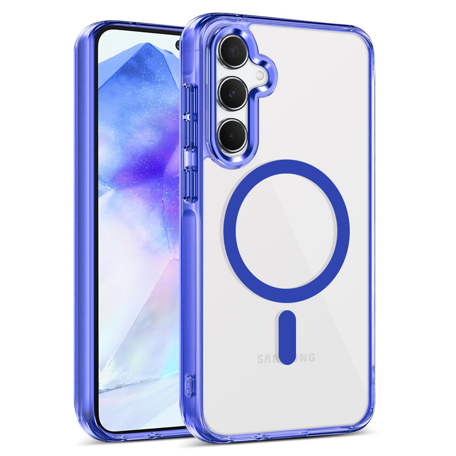 

For Samsung Galaxy A55 5G Case Compatible with MagSafe TPU+PC Clear Phone Cover Blue