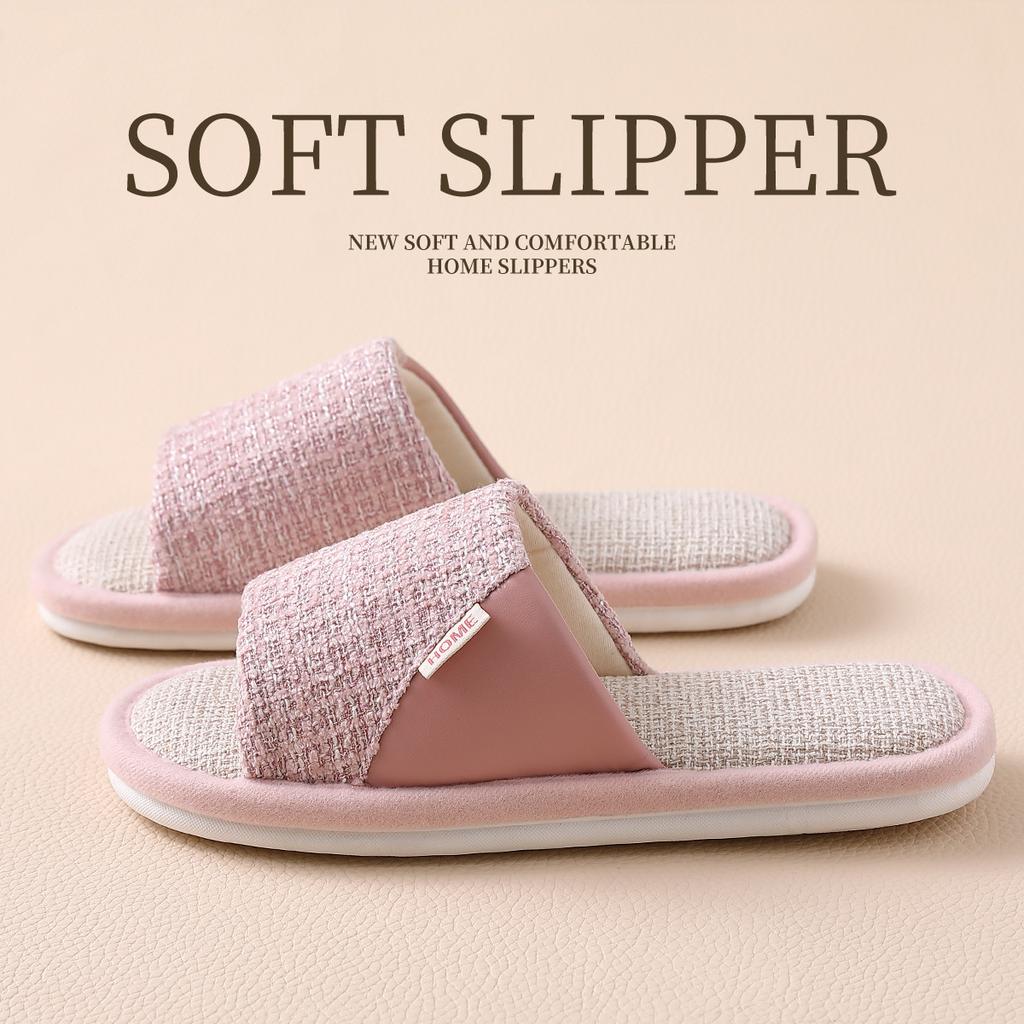 Linen Slippers New Summer Indoor Home Soft Bottom Non-slip Breathable Deodorant Cotton and Linen Slippers