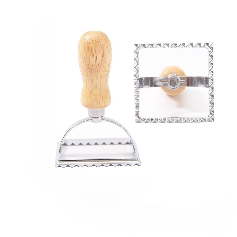 Ravioli Stempel Set, Ausstechformen mit Holzgriffen und geriffelten Kanten, geeignet für Ravioli, Pasta, Tortellini, Lasagne, Piroggen