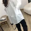 White T-shirts Women Patchwork Spring Autumn Loose Long Sleeve O-neck Solid Simple All-match Chic Sweet Japan Style Fashion Slim