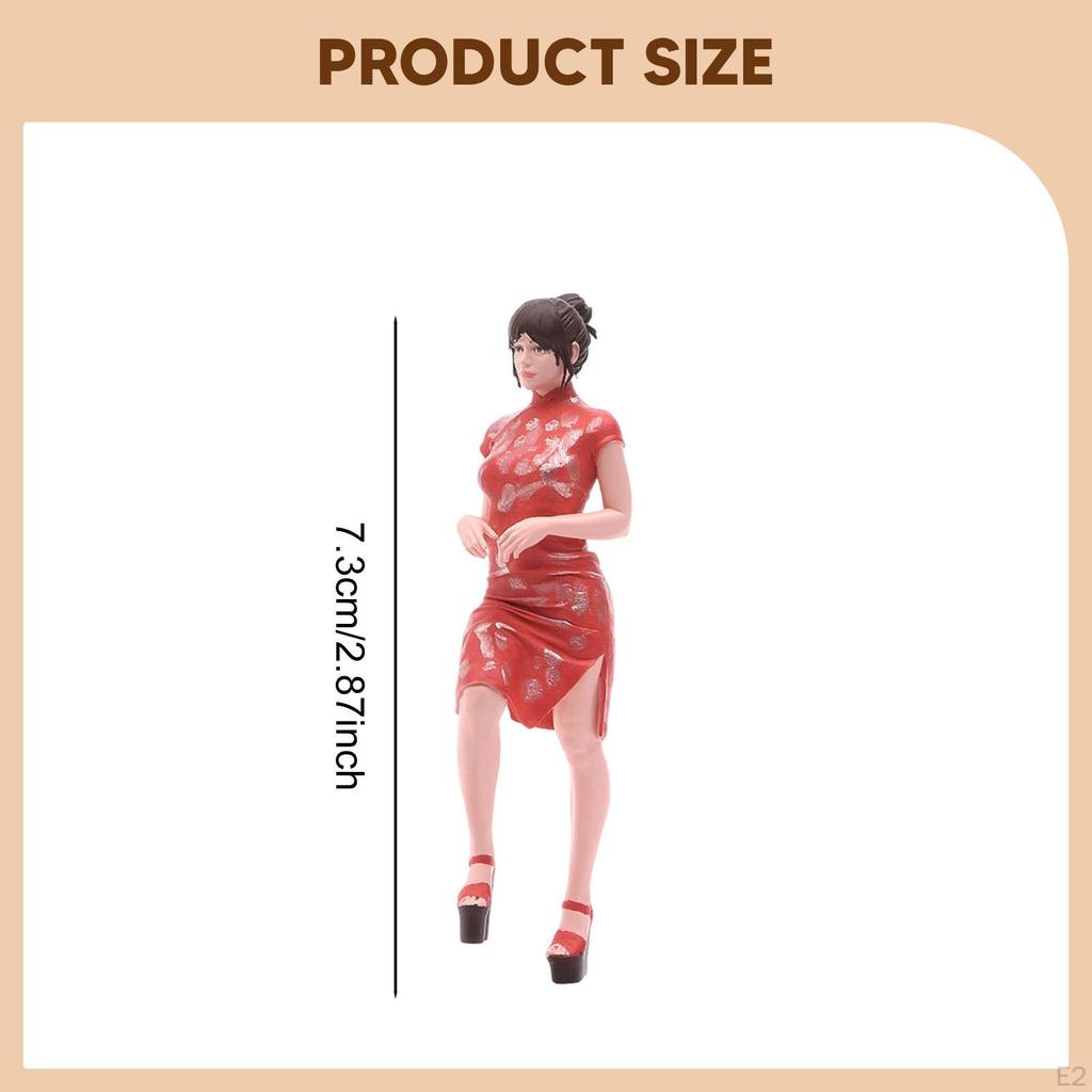 1:24 Cheongsam Girl Model Tiny People Diorama Scenery Realistic 3D Character Models Resin