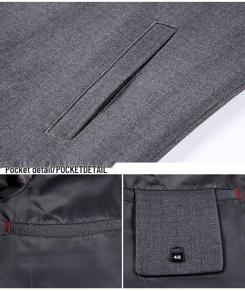 Men's Classic Wool Jacket - Spring/Autumn, Middle-Aged & Elderly, Business Casual Lapel with Zipper.