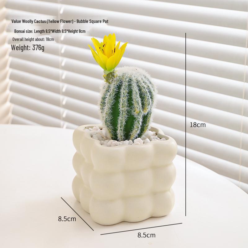 Small Indoor Potted Succulent - Artificial Green Plant Ornament for Home, Office, or Desktop Decor