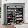 Shoe Cabinet with Cover Gray 115 X 28 X 110 Cm Fabric
