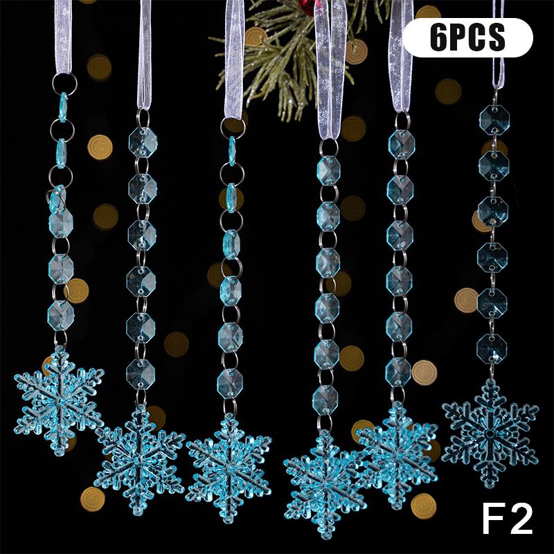 Clear Acrylic Christmas Tree Decorations Christmas Hanging Ornaments Snowflake & Icicle Hanging Decor New Year Party Decorations
