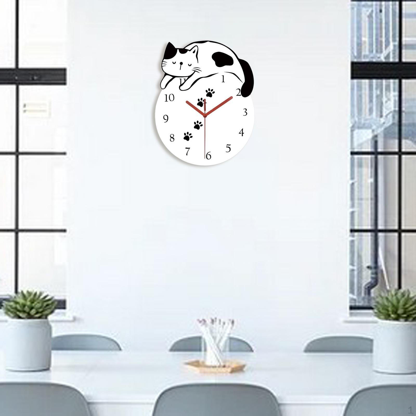 

Acrylic Sleeping Cat Decor Wall Clock 9.4x11.8inch Modern Decorative Decoration for Home