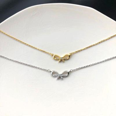 שרשרת יהלומים פפיון מתוקה סופר פיה ילדה סגנון לב פשוטה ורב-תכליתית שרשרת עצם הבריח