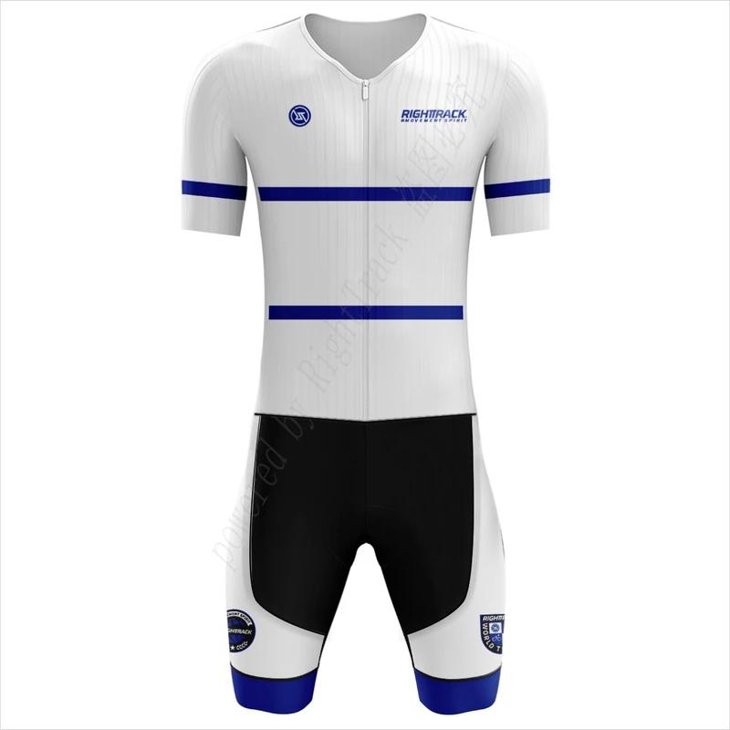 Nové pánské triatlonové trisuit Mistrovství světa Krátký rukáv Barevný Skinsuit Plavání Cyklistika Běh Oblečení