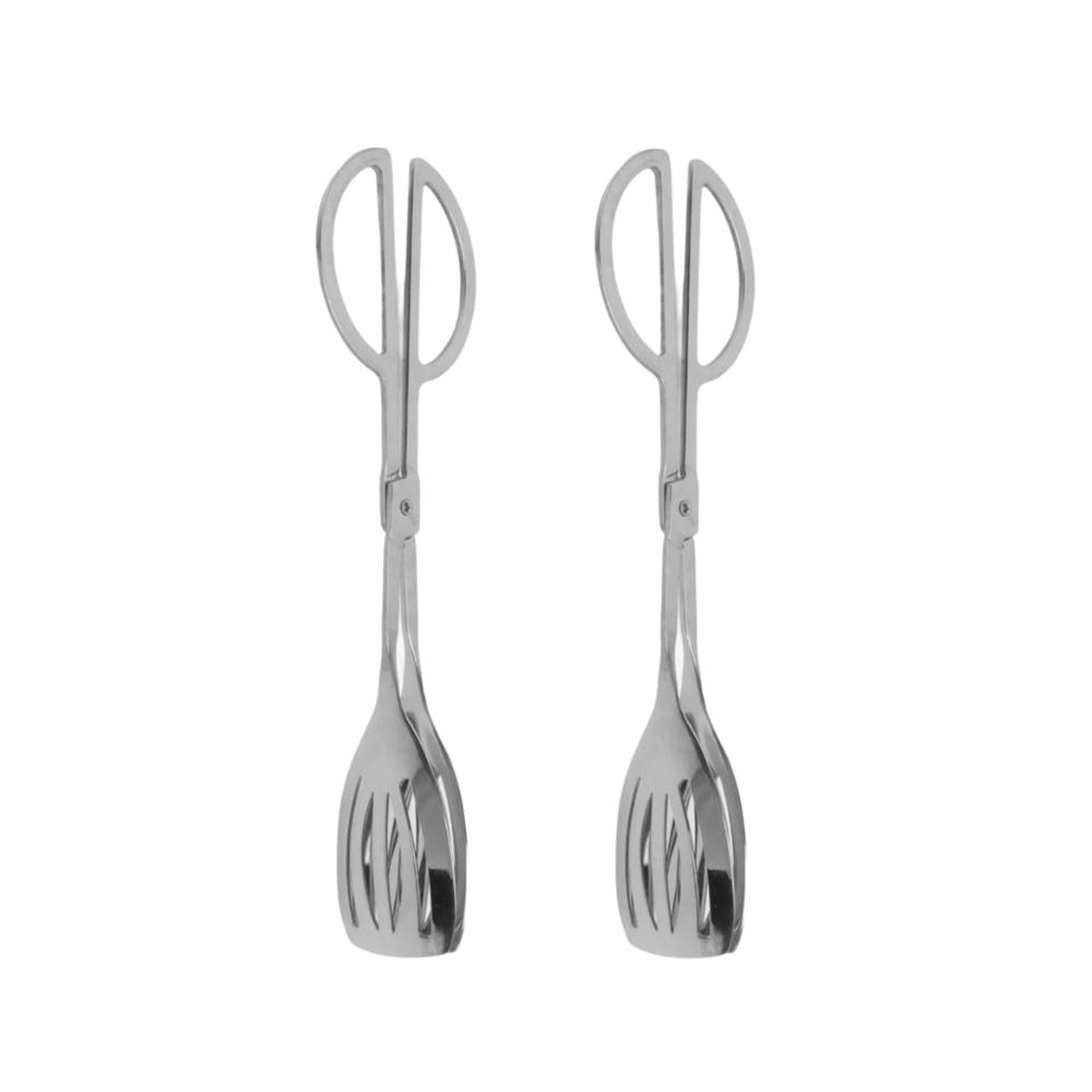 2 PCS Silver Food Tongs Stainless Steel Buffet Tongs Practical Serving Tongs Salad Cake Bread