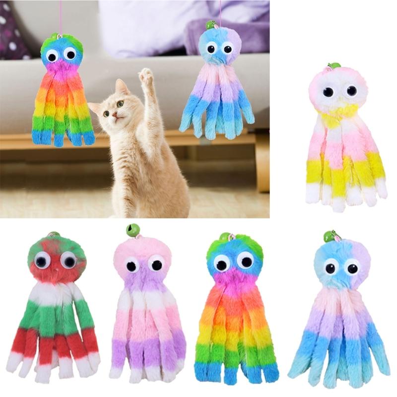 Lovely Suspended Kitten Toy With Chirping Mechanism Soft Fabric Tentacles Design Kitten Entertainment