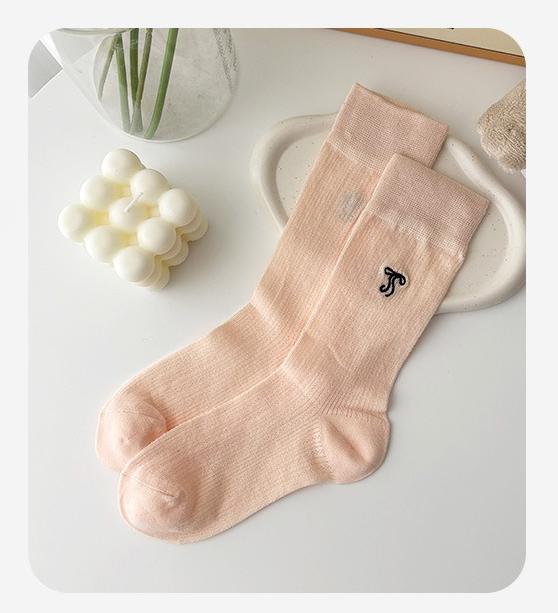 

Ballet-style Stockings - Mid-calf Socks for Summer, Lightweight Pure Cotton, Bone-free Mesh, Breathable Long Socks, Pile Socks 1 pair рожевий