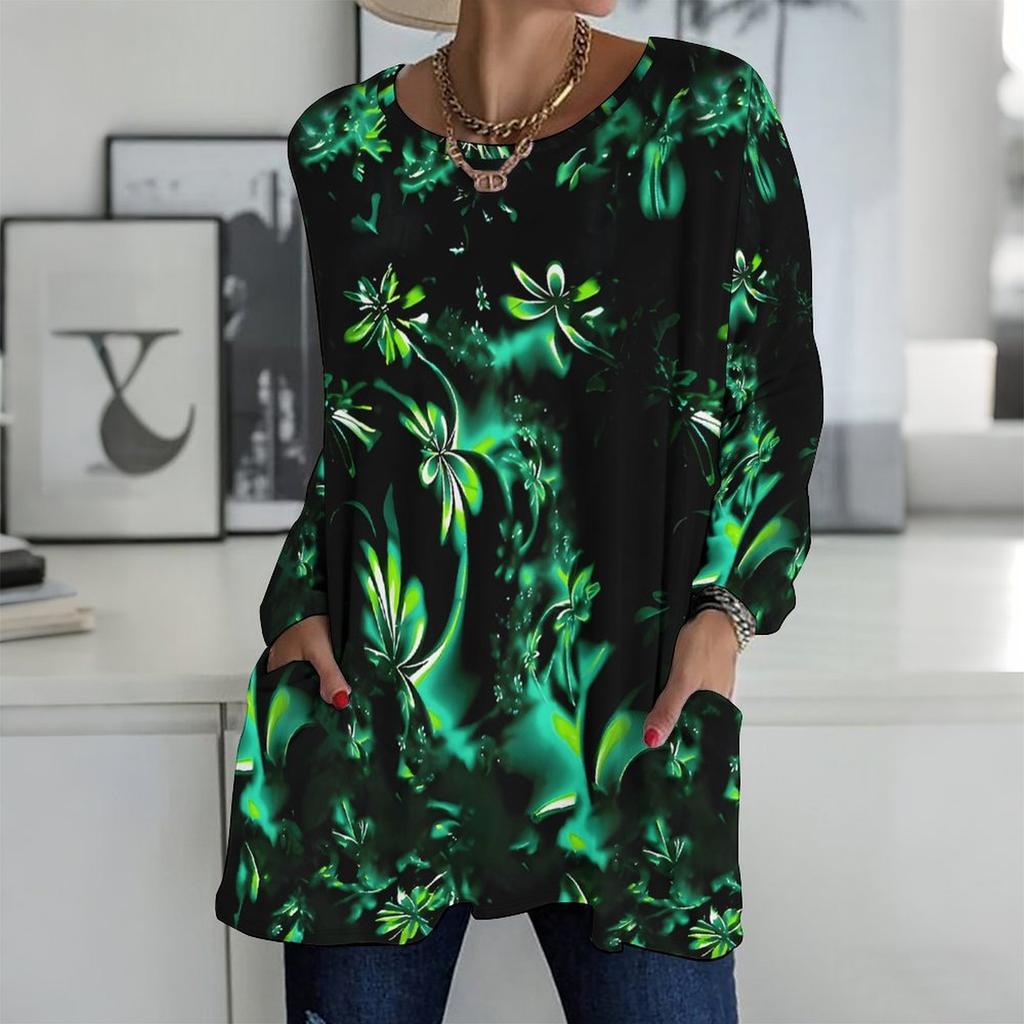 Plus Size Ladies V Neck Long Sleeve Pullover Soft Loose Tops For Daily Errands And Relaxation Wear