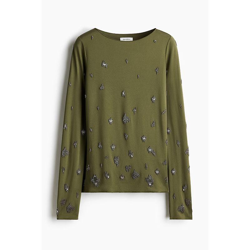 

Женская футболка HM Летняя Эластичная Модная Базовая Футболка Декорации Приталенный Крой Длинный рукав Топ 1267470