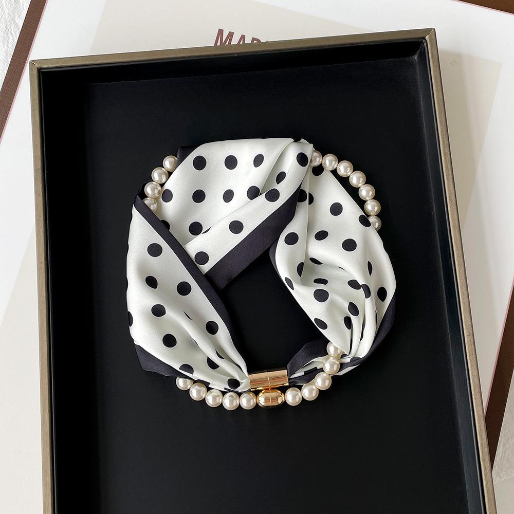 Magnetic Buckle Small Scarf Diamond Studded Magnetic Buckle Scarf Women'S Necklace Headband Scarf Light Luxury Exquisite