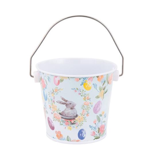 1/2/3/4/5/6 ks Veselý velikonoční zajíček kovový kbelík s uchem Velká kapacita Velikonoční zajíček Dekorativní kbelík na skladování sladkostí a dárků Velikonoční potřeby