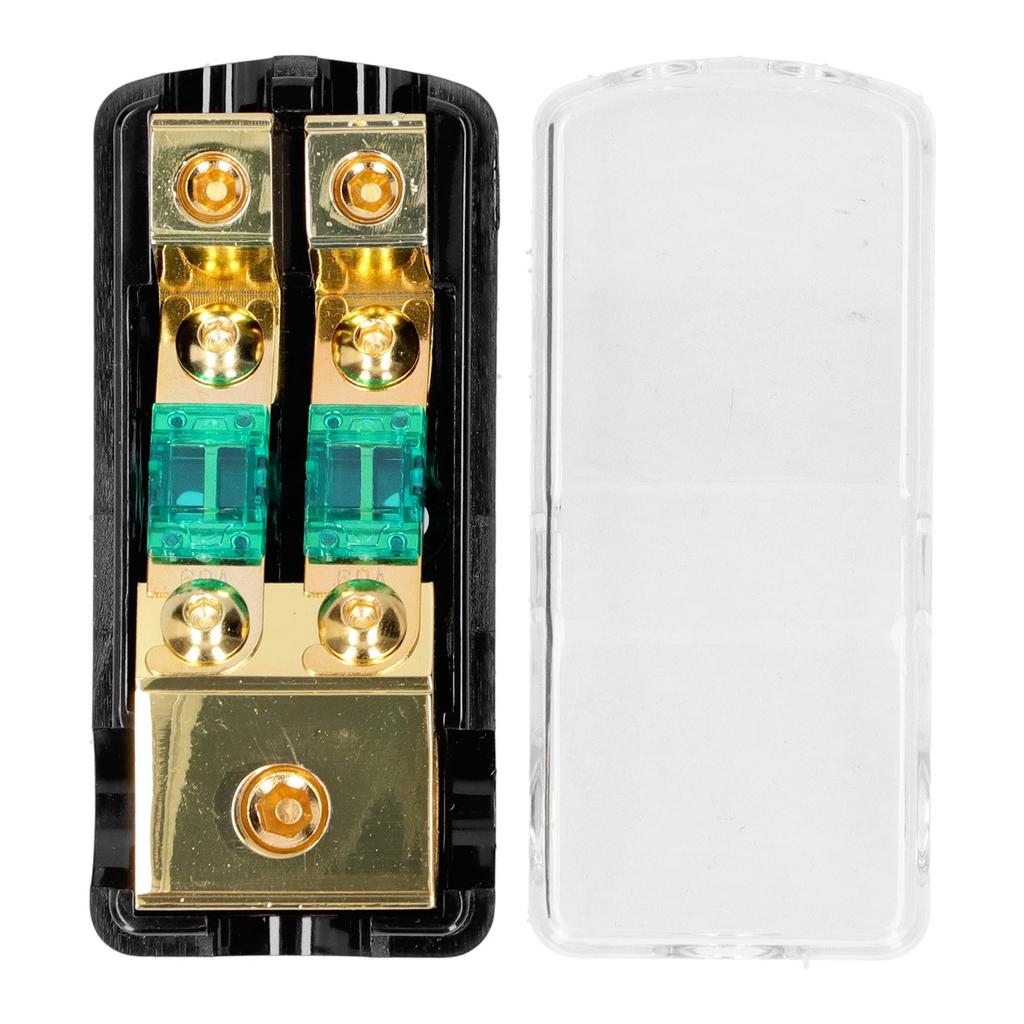 1 In 2 Out 0 4 AWG To 4 8 AWG Audio Power Fuse Holder Box with Transparent Cover for Car Truck Boat RV