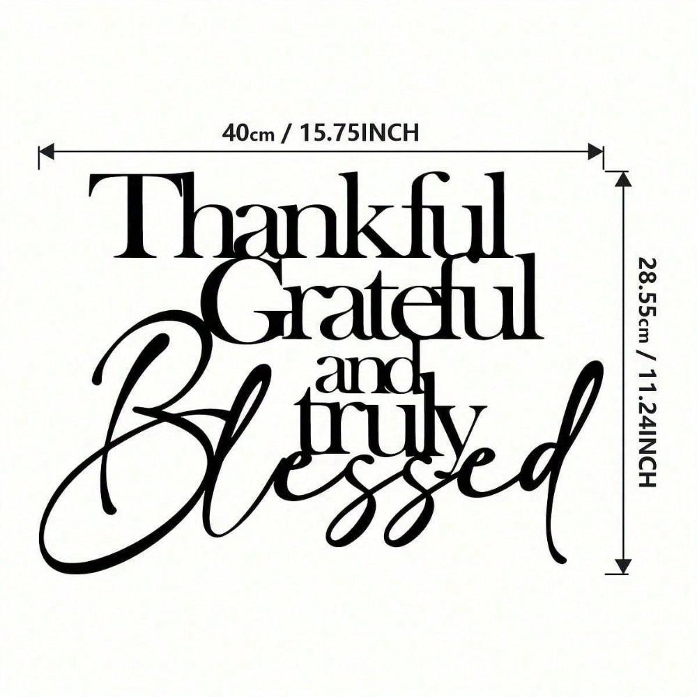 1 PC Black Iron Art "Thankful Grateful And Truly " Sign Minimalist Metal Wall Art - Modern Home Decor For Bedroom, Living Room, Or Bathroom.