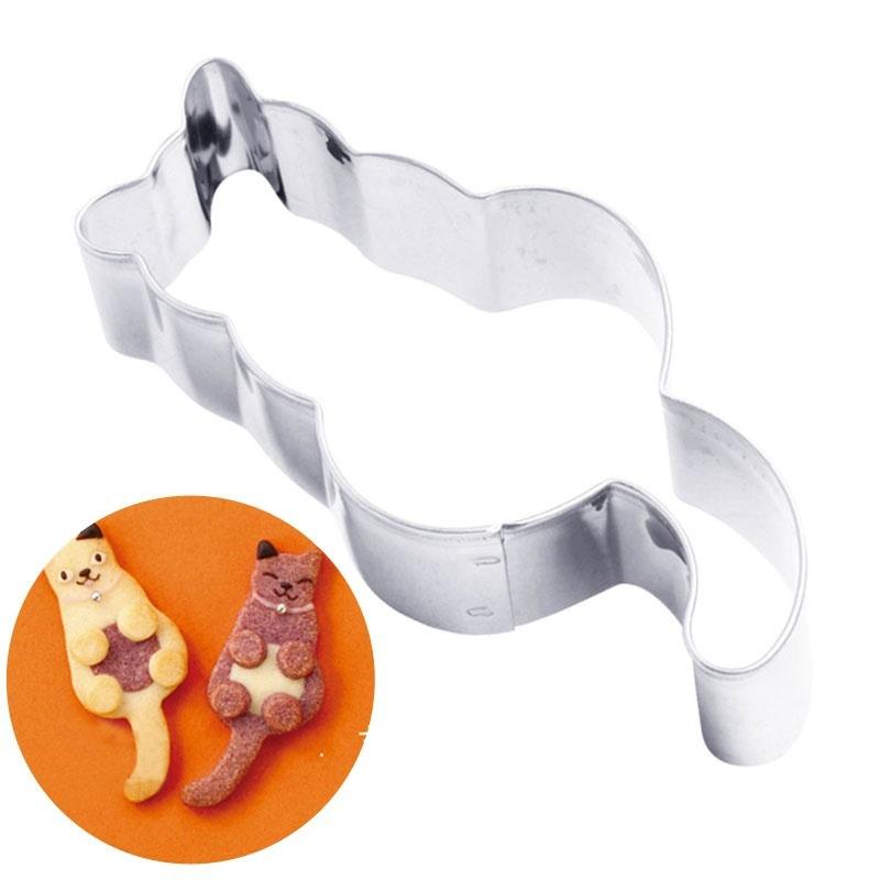 2PCS Stainless Steel Cookie Cutter Cat Shadow Cake Biscuts Cutter Fondant DIY Mold