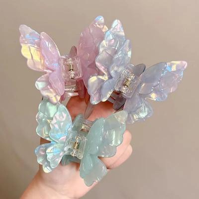 Fashion Sweet Colorful Butterfly Hair Claw Acetate Butterfly Crab Hair Clips  Women Girls Hairpin Summer Hair Accessories Gift