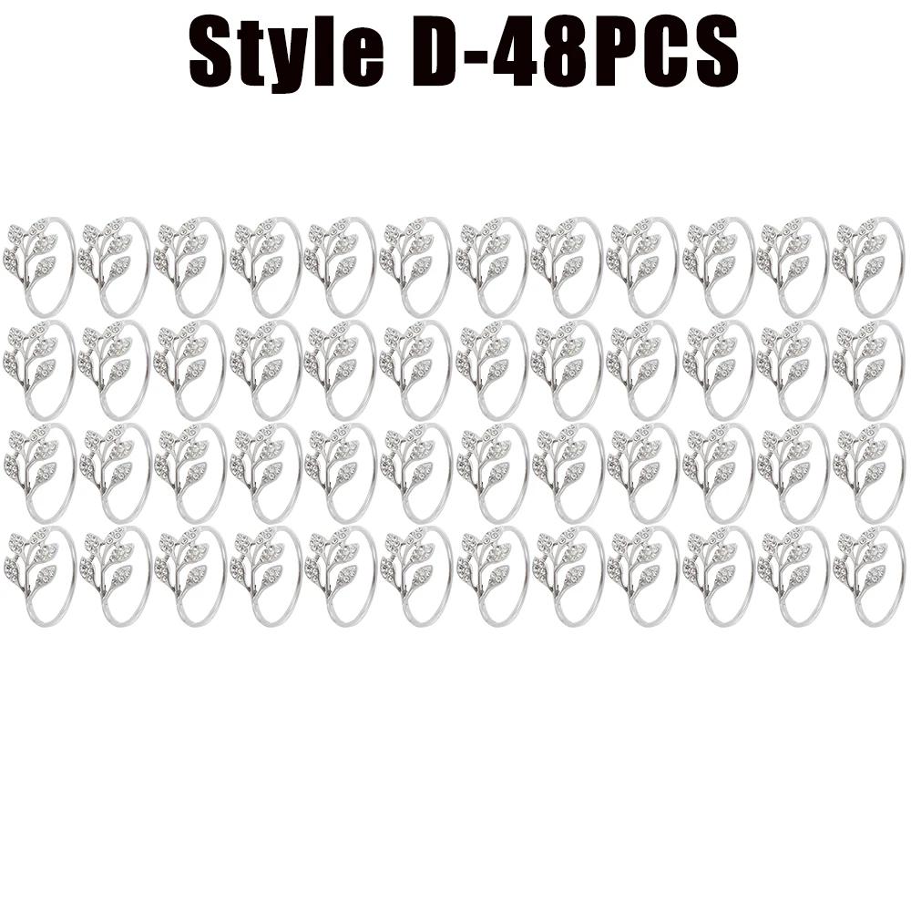 6-48PC High-End Metal Napkin Rings Diamond Pattern Leaf Motif Decorative Clips for Wedding Banquet Hotel Table Settings
