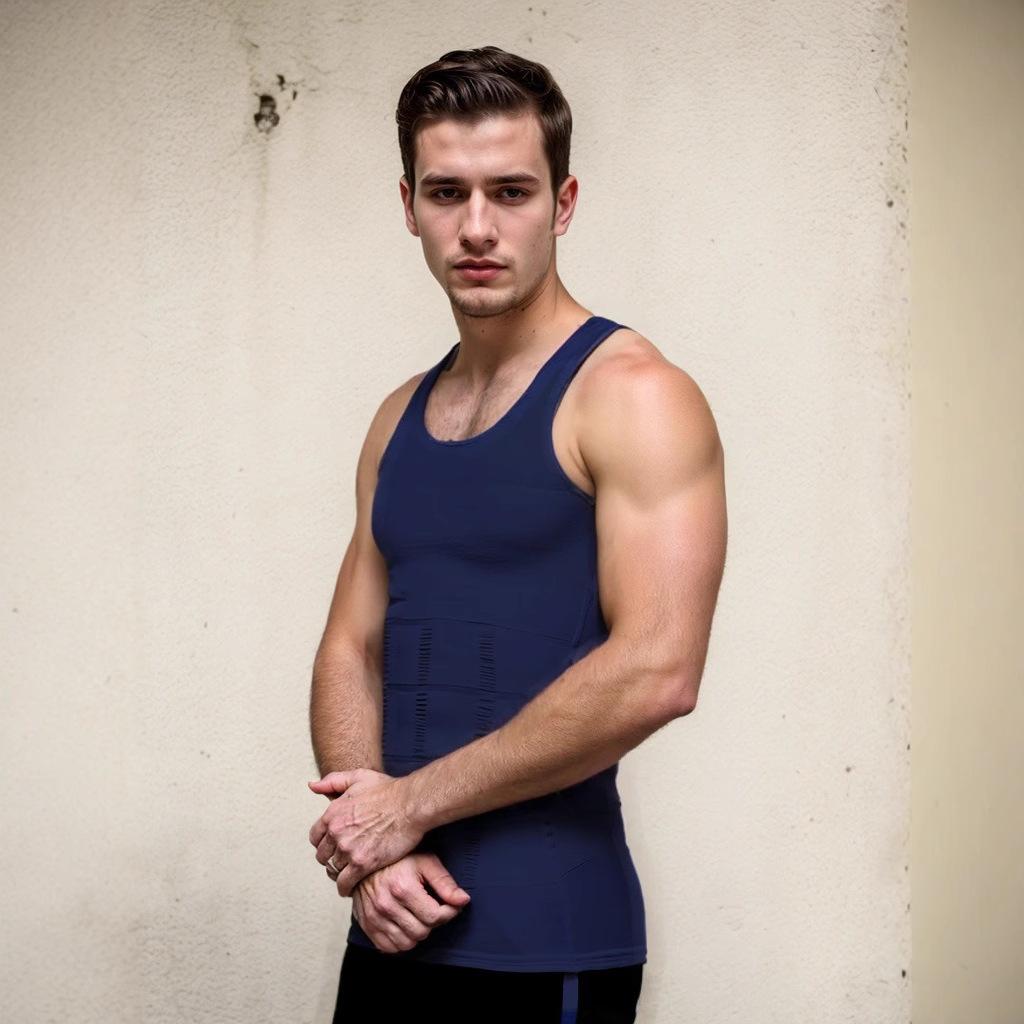 Men's Shapewear Vest Body Shaper Tummy Control Slimming Tank Top Heavy Duty Compression Fitness Undershirt