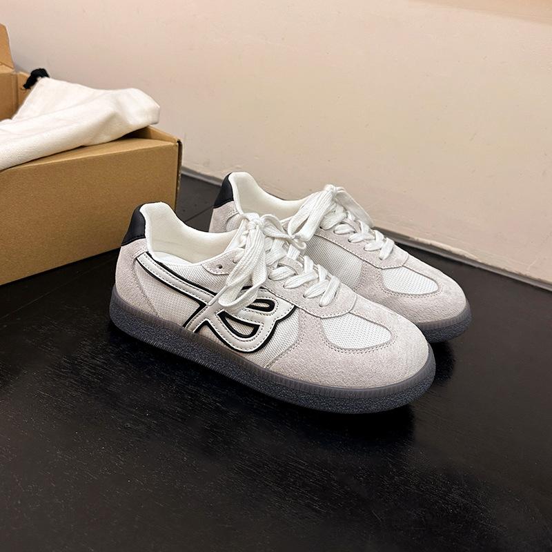 Grape mother of the same style, spring and autumn leather retro breathable round head lace-up thick sole heightening lightweight German training boa