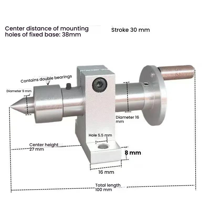 1 Set Adjustable Double Bearing Live Center Revolving DIY Accessory Wrench Mini LatheThimble Drilling Tailstock Tool