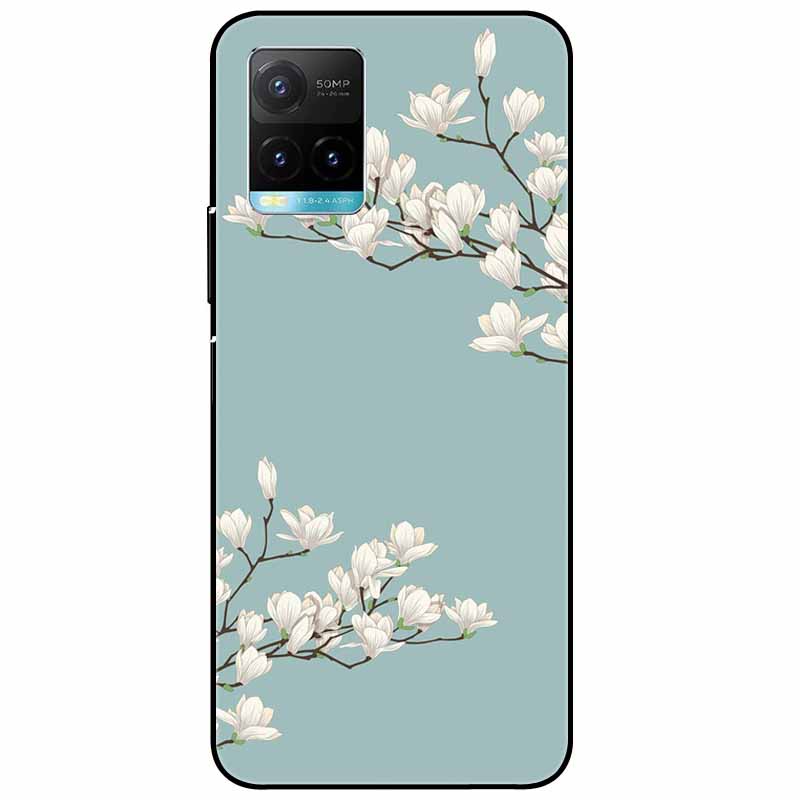 Für vivo Y33s Hülle Y 33s Silikon Weich Bemalt Katze Schwarze Hüllen für Vivo V2109 Y33S Rückseite TPU Hülle für VIVOY33s Cartoon