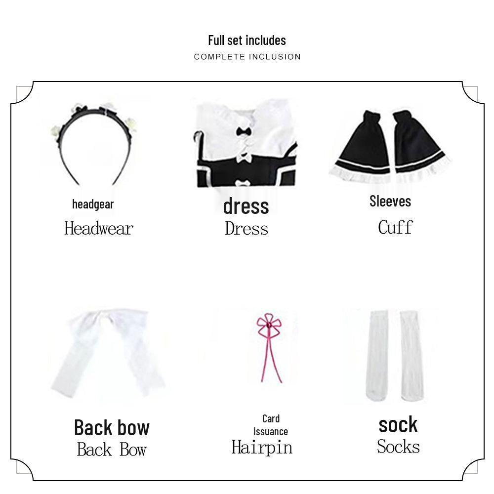 Costume da Cosplay Maid di Rem Ram - Abito Anime Bidimensionale per Donne