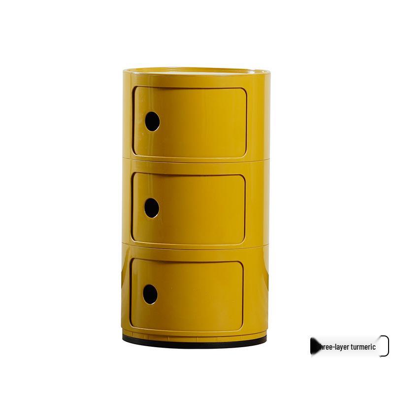 Nordischer runder weißer minimalistischer Nachttisch - Moderner Mini-Seitenkasten aus Kunststoff