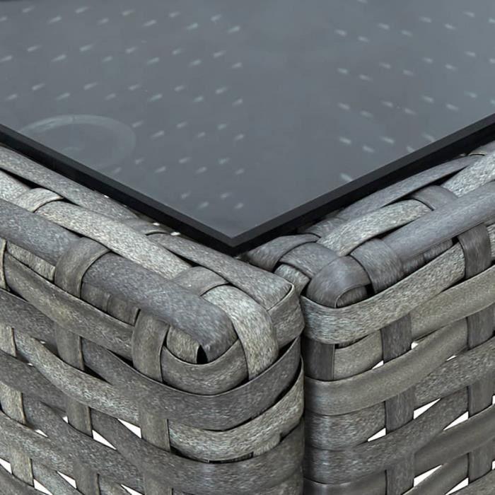 Table de jardin rectangulaire en résine tressée - Gris - 75 x 40 x 37 cm