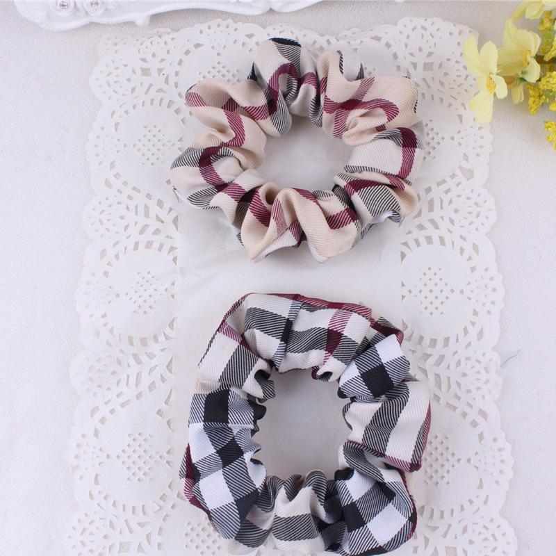 Fashion Woman Scrunchie Set Elastic Hair Band Vintage Plaid Headband Ponytail Band Girl Hair Accessories Hair Band HeadwearYF004