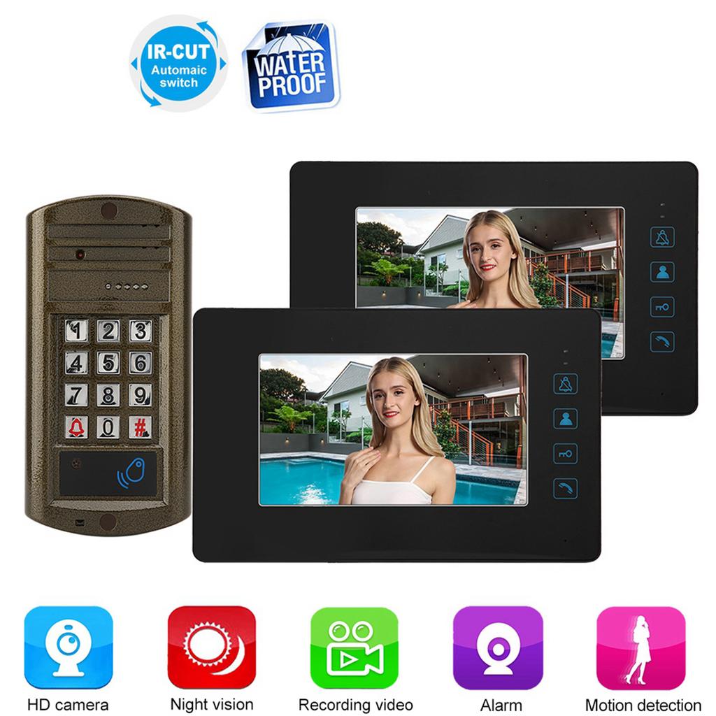 7inch HD Screen Wired Doorbell Waterproof Video Intercom Door Bell