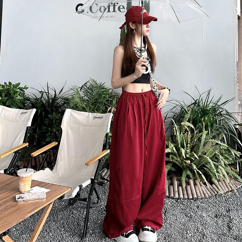Khaki Sports Relaxation Straight Loose Casual Wide-leg Pants Scimitar Pants Women's Autumn New Lazy Style