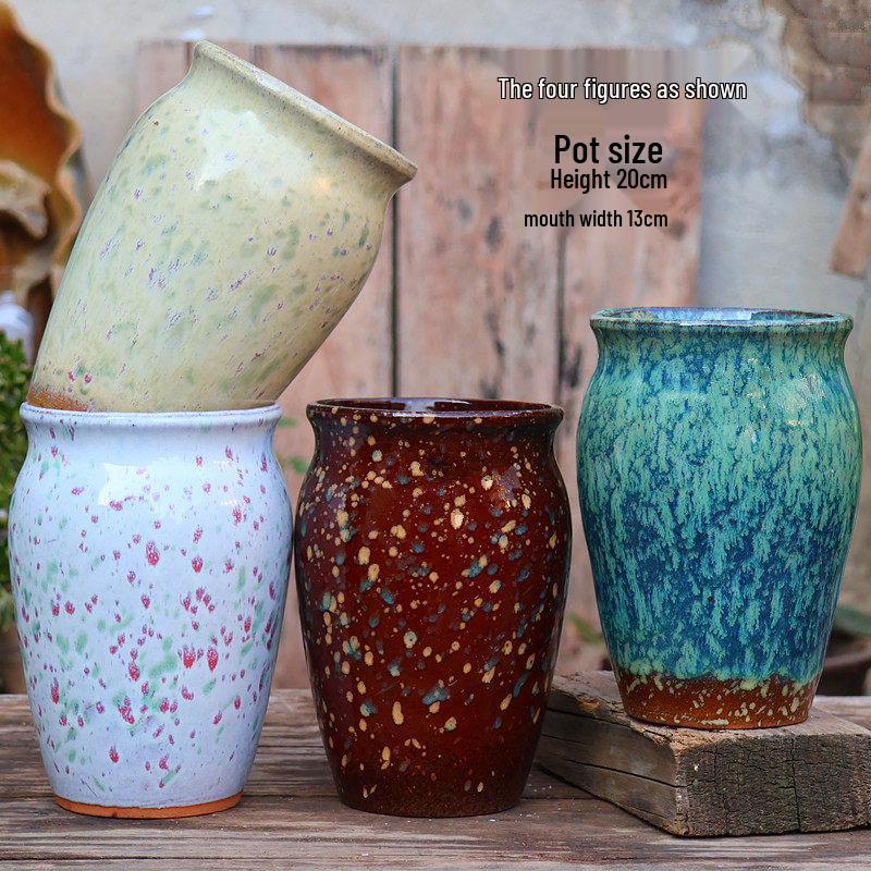 Large Retro Square Ceramic Succulent and Orchid Pot