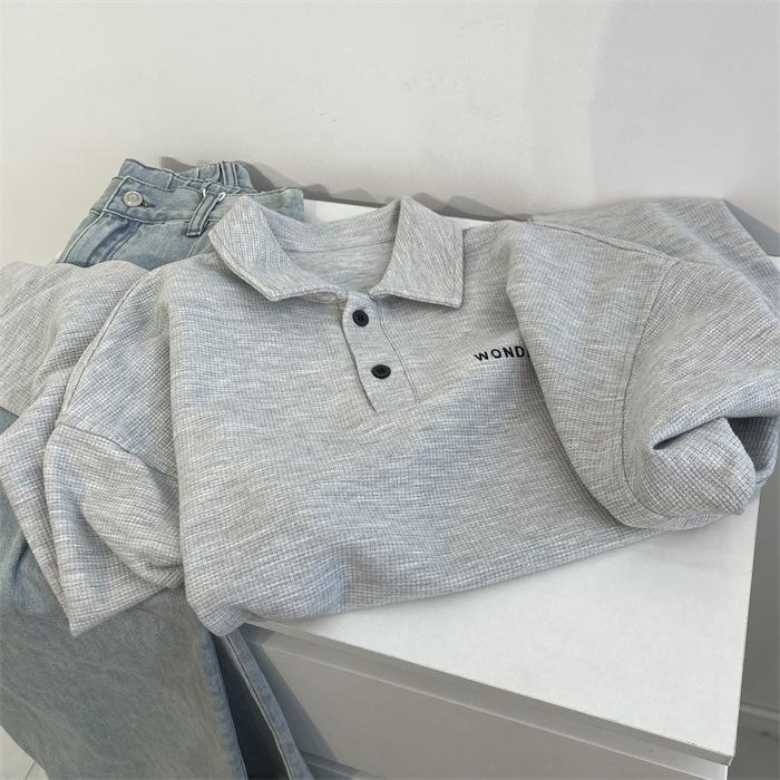 Retro Long Sleeve Polo Sweatshirt: Versatile, Casual French Influencer Style for Spring & Autumn
