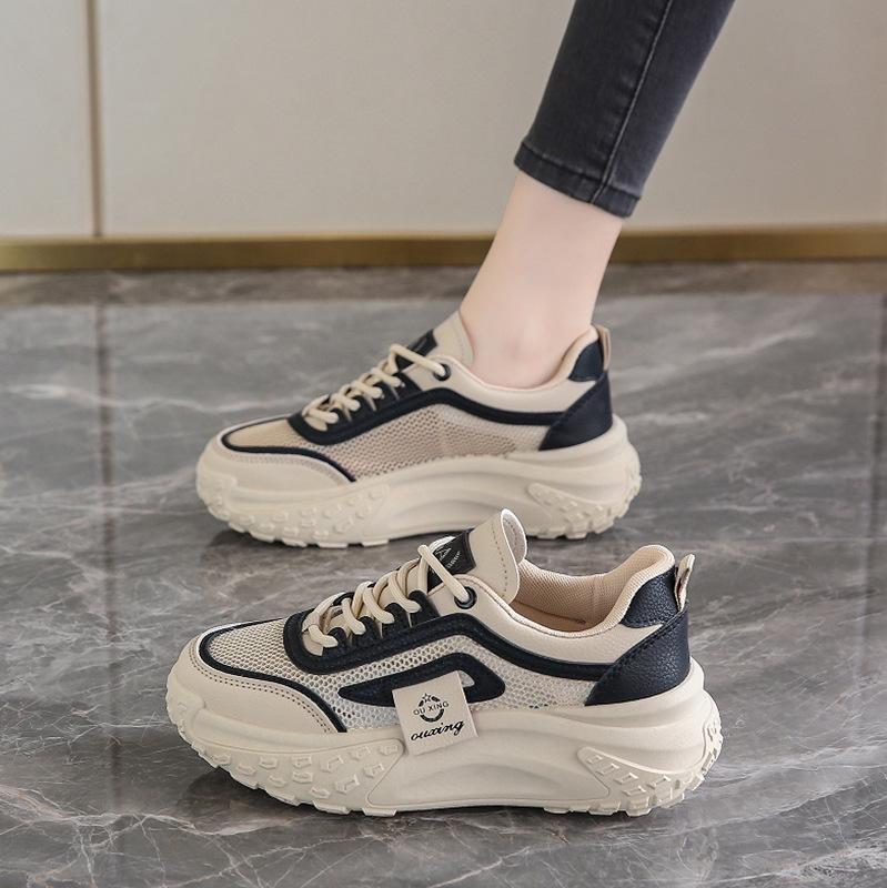 

Женские дышащие кроссовки-папы на платформе из сетки 2025 36 чёрный