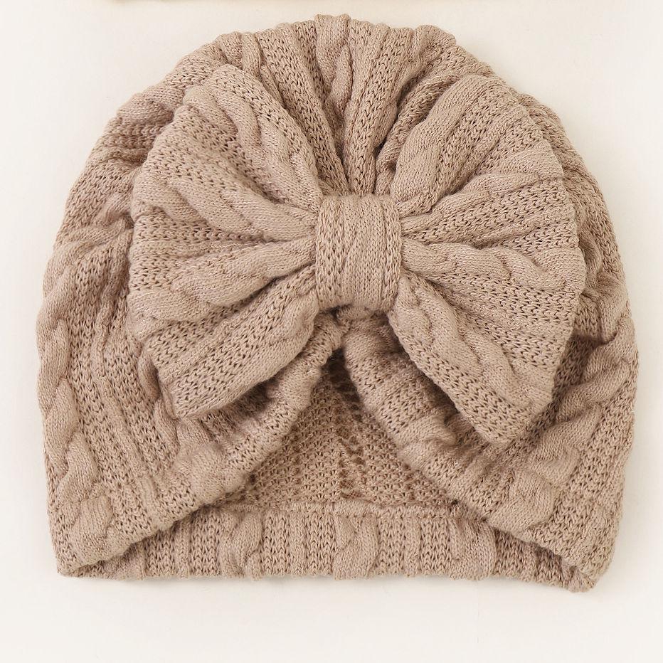 Four Seasons Newborn Bow & Headscarf Hat - Cute, Protective Baby Fontanelle Hat хаки