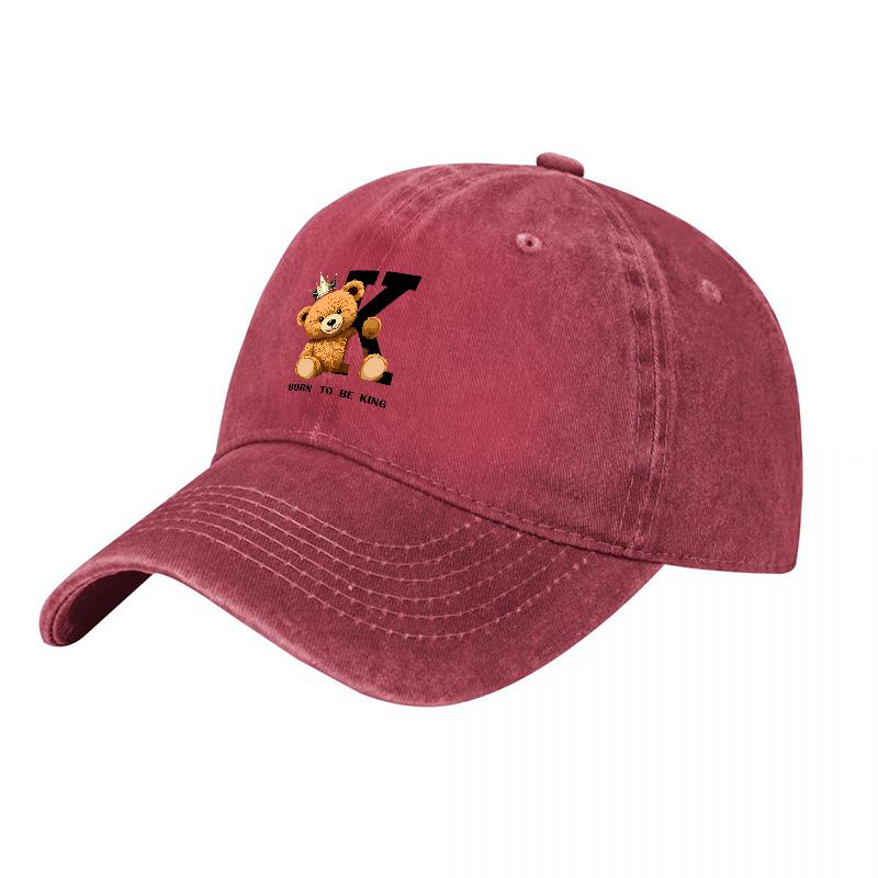 Teddy Bear Logo Washed Canvas Baseball Cap Classic Embroidered Design Comfortable Fit Unisex Streetwear Style Casual Outdoor Hat