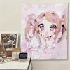 Kawaii Pink Anime Girl Tapestry, Y2K Coquette Aesthetic Wall Hanging For Bedroom, Dorm & Otaku Room Decor