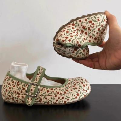 Weiche Lederversion~ Nische kleine florale Mary Jane süße flache Mündung Frühling neu runder Kopf Retro weiche Sohle Doudou Einzelne Schuhe