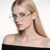 High Quality Frameless Pochromic Myopia Glasses All Titanium Ultra Light Cat Eye Anti Blue Light Glasses Diopter To -4.0