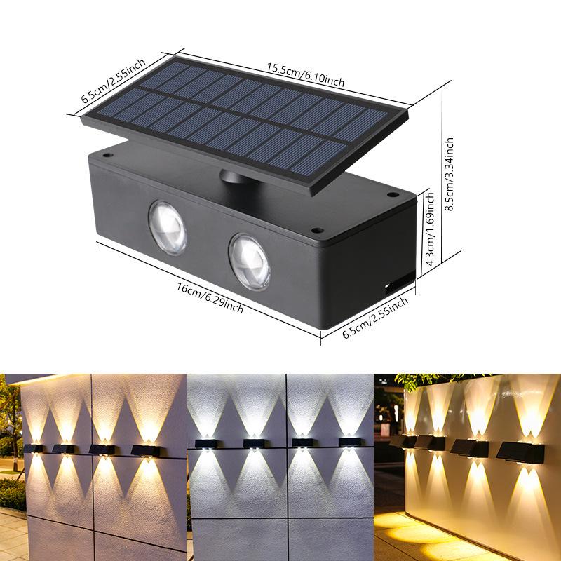 Super Bright Solar Dual-Directional Wall Washer Light - Waterproof Outdoor Villa Courtyard Decorative Spotlight