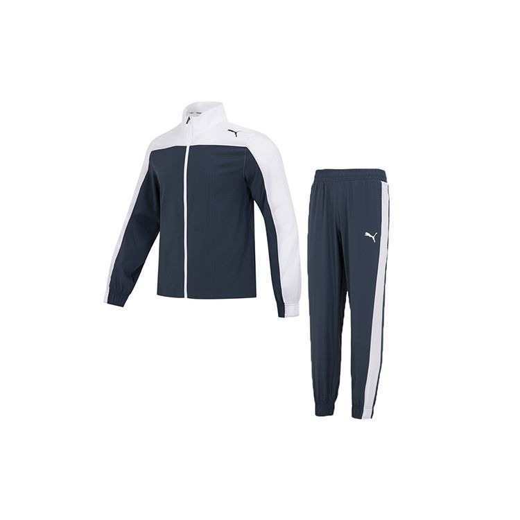 

Puma Train Favorite спортивный костюм, цветной блок, куртка со стоячим воротником и штаны с манжетами, мужской спортивный костюм, темно-синий 521894-16 S
