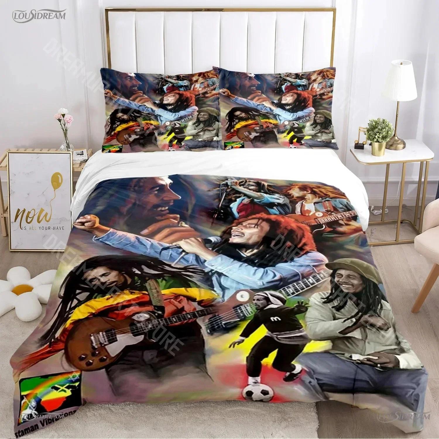 Housse de couette Comforter Fear Bob Marley Musique Impression 3D Parures de lit Douce Housse de couette et Taies d'oreiller pour Adolescents Garçon Simple Double EU Single 135x200cm