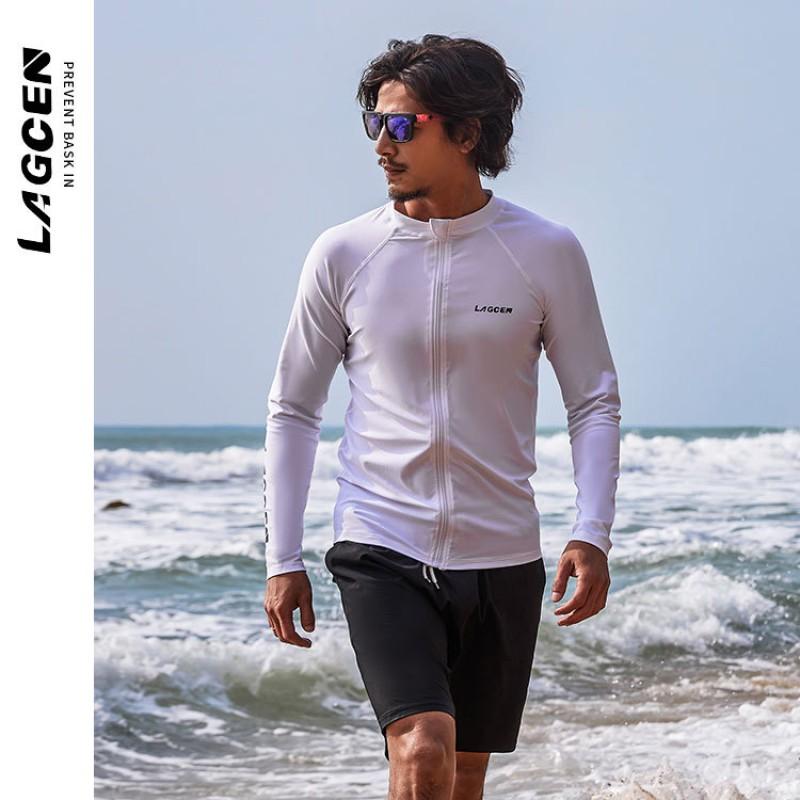 Mens Quick-Dry UV Protection Rash Guard Long Sleeve Swimwear Surfing Diving Swimming