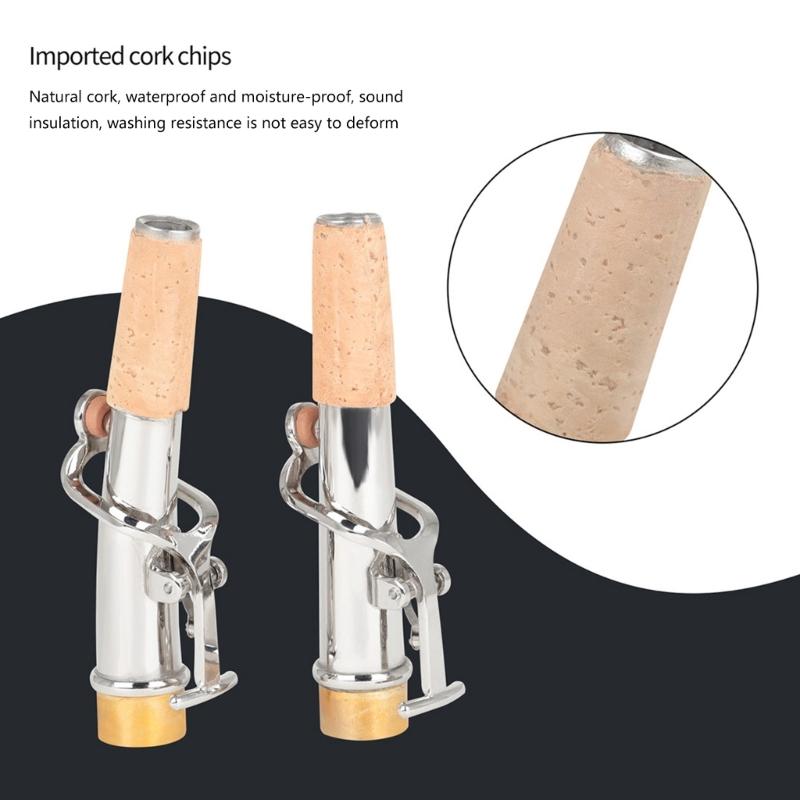 2 PCS Saxophone Neck Brass Mouthpiece Metal Sax Curved Necks and Straight Neck for Soprano Saxophone Instrument
